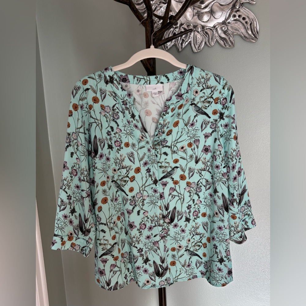 J Jill birds and flowers blouse